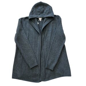 NWT ANTHRO Eberjey brand Open-front Hooded Cardigan (charcoal gray) size medium